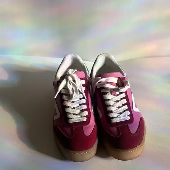 Steve Madden sz 8 Leather Fuchsia & Green Sneaksers - Picture 3 of 7